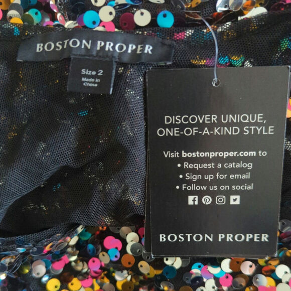 Boston Proper Women Sequin Cold Shoulder Mini Dress Size 2 NWT NYE Party Holiday - Picture 12 of 12